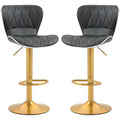 Maxi Counter Height Bar Stools Set of 2-Adjustable Height and Swivel Seat-Black/Gold