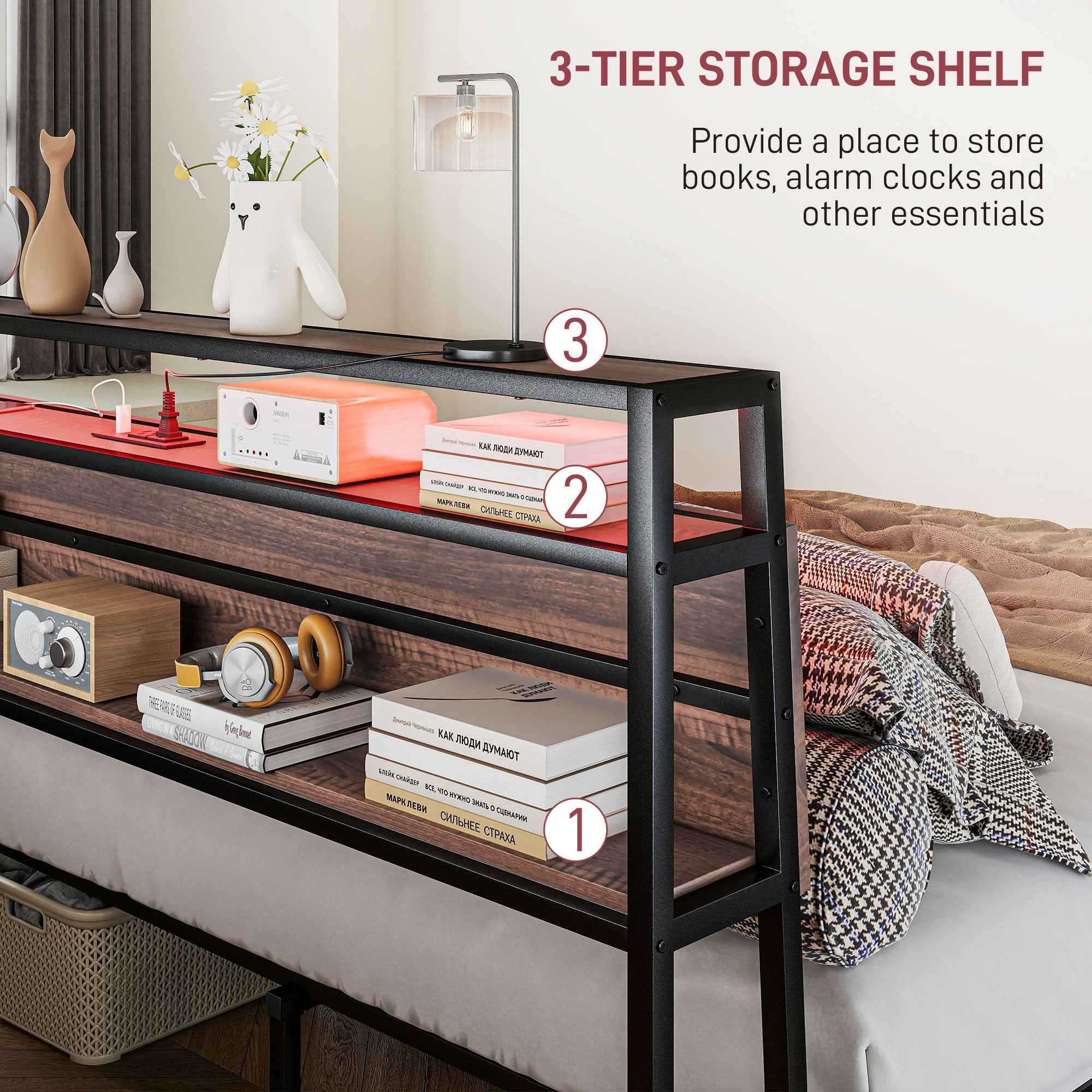 Logan Queen Size Bed Frame with LED Lights