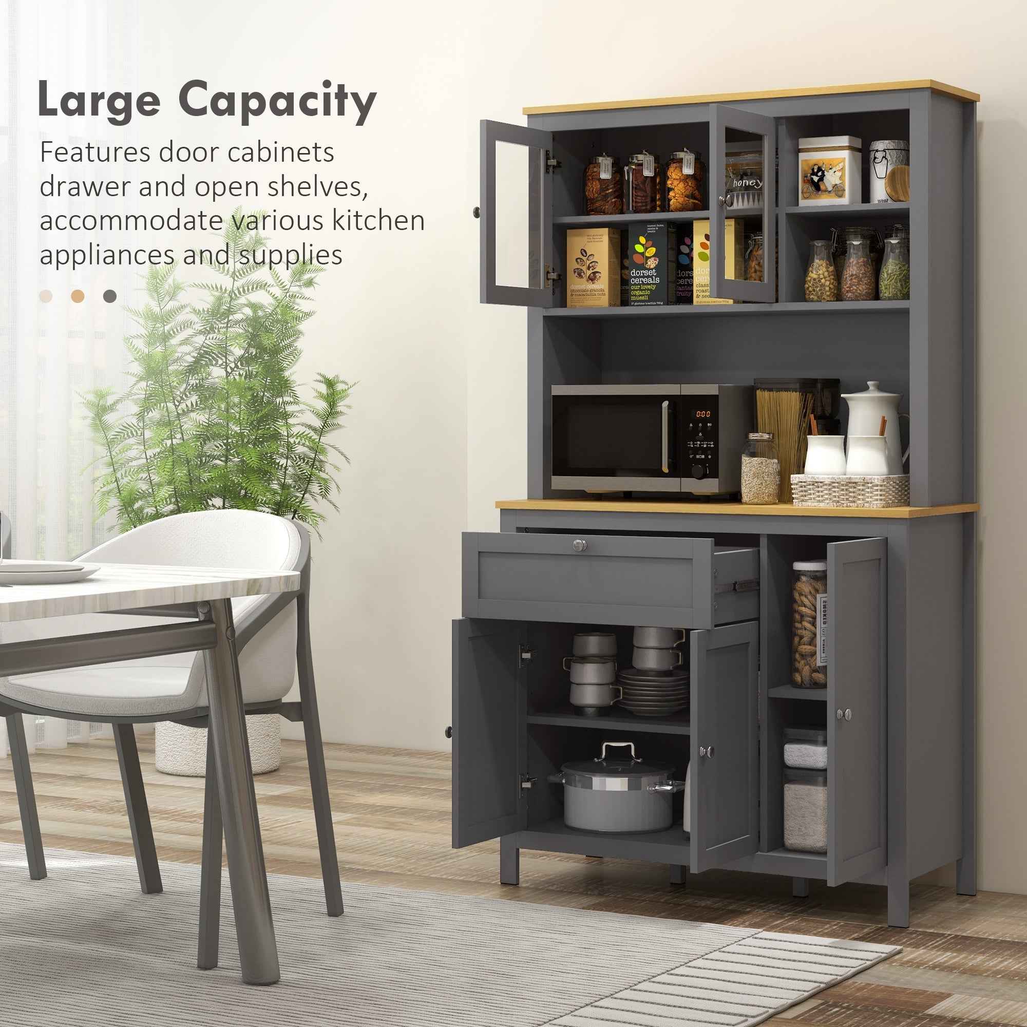 Brooks 71" 5-Door Kitchen/Storage Cabinet with Adjustable Shelves-Grey