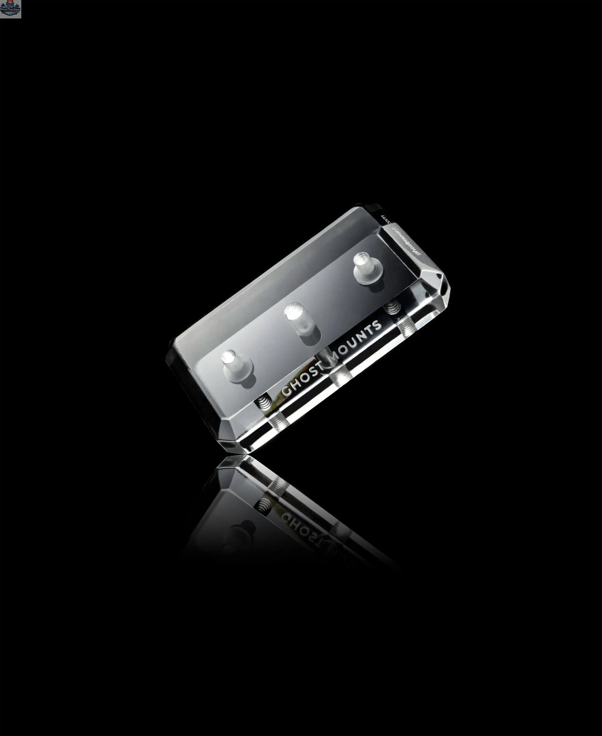 Clear skateboard wall mount hanger for displaying decks, compatible with brands like Supreme, Powell Peralta, and Santa Cruz.