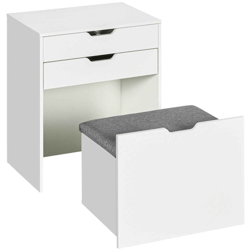 Alice Makeup Vanity Set with Flip Top Mirror-White