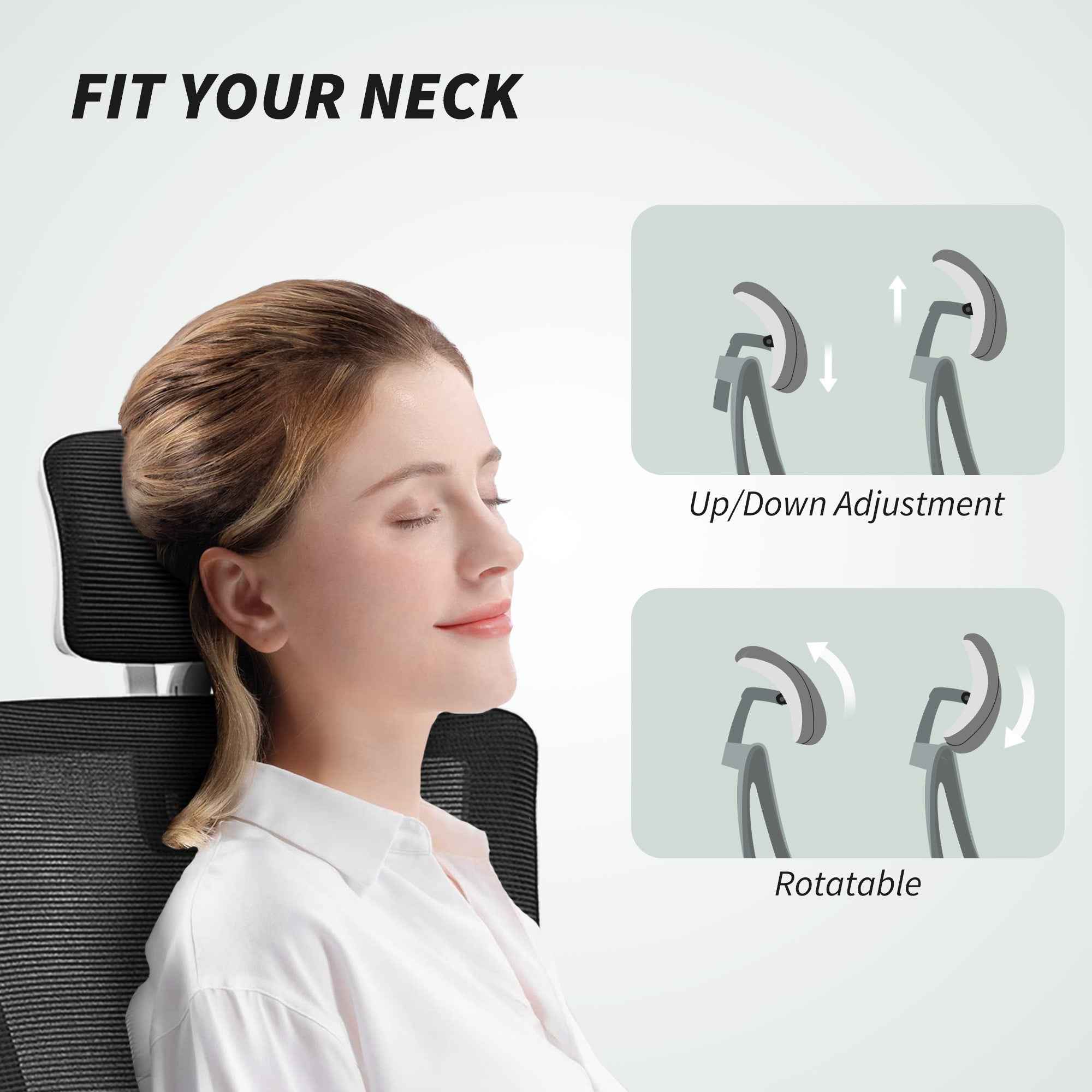 Andre Ergonomic Office Chair with 2D Lumbar Support and adjustable Headrest-Black/White