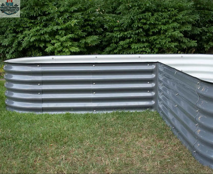 Modern 17-inch tall L-shape garden bed kit by Green Experience, featuring modular design for customizable outdoor gardening.