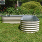 Green Experience 17-inch tall L-shape modular garden bed kit with wooden panels for outdoor planting and gardening.