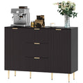 Ellis Modern Kitchen Buffet/Hallway Cabinet with 3 Drawers-Black