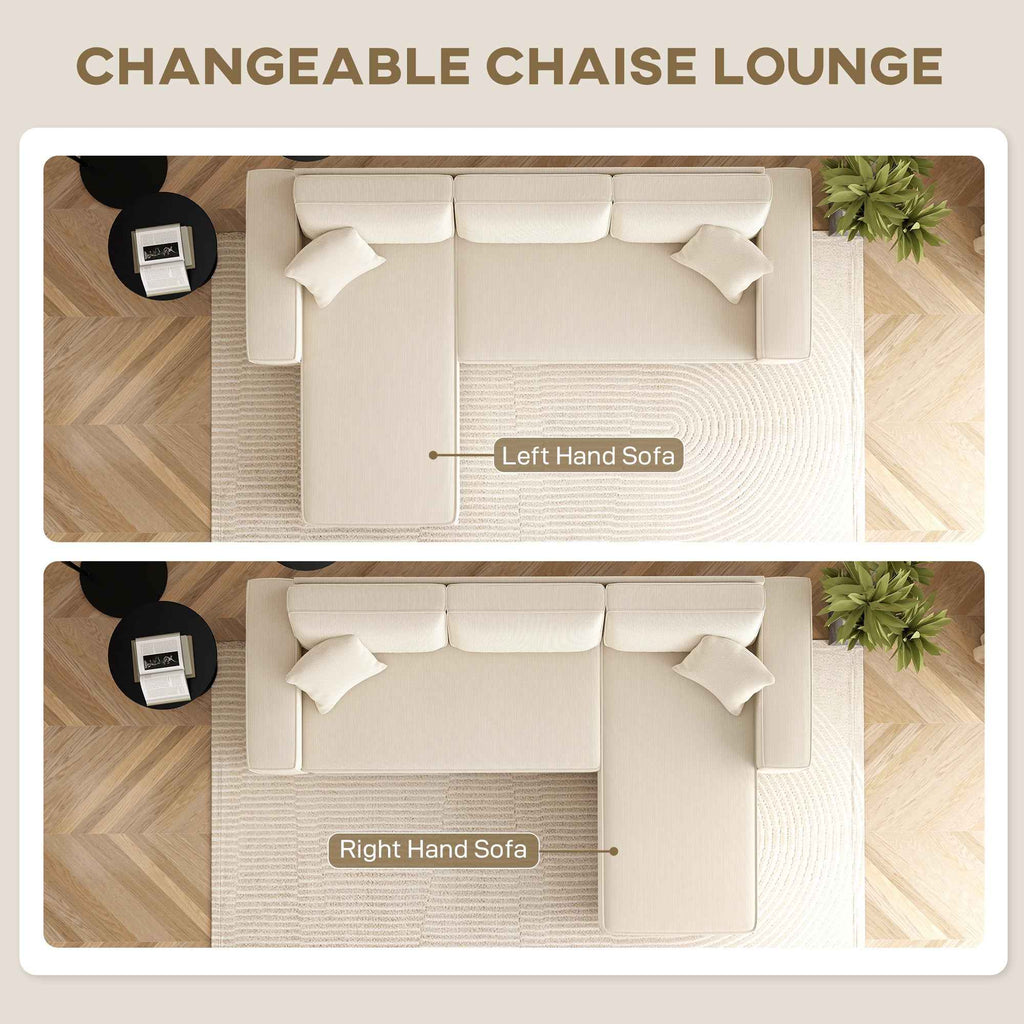 Ronny Reversible Sectional with Changeable Chaise-Cream White