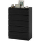 Black Ali Chest with 5 drawers, bedroom furniture by SLOTH Nation, ideal for bedroom or closet storage.