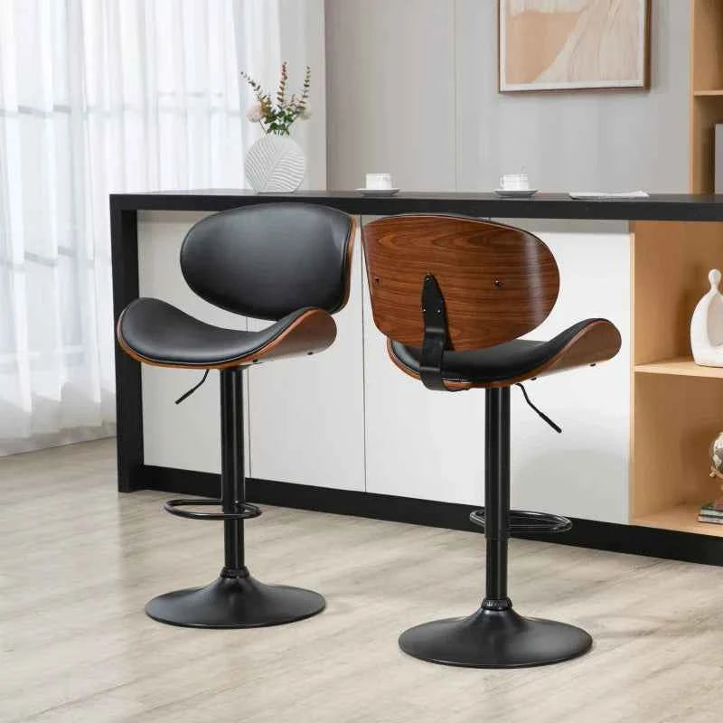 Alpine Modern Adjustable Counter/Bar Stools with Swivel Seat-Set of 2-Black