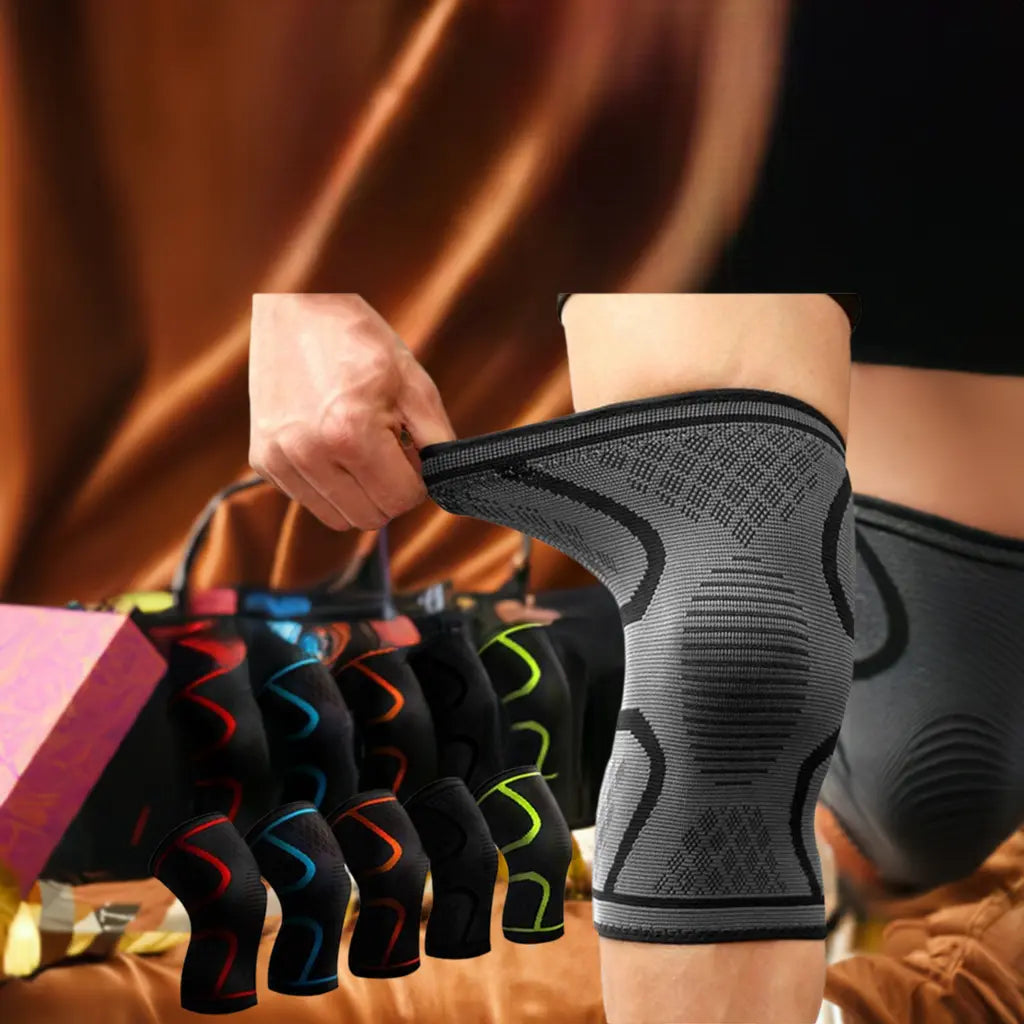 Elastic nylon fitness knee support sleeve by harry'zBOUTIQUE, designed for running, cycling, basketball, and volleyball.