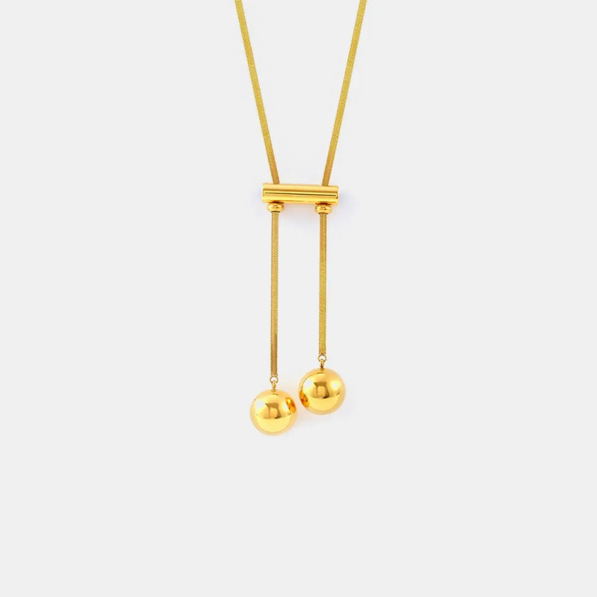18K gold-plated titanium necklace with hollow bead design, featuring sleek and modern jewelry from harry'zBOUTIQUE.