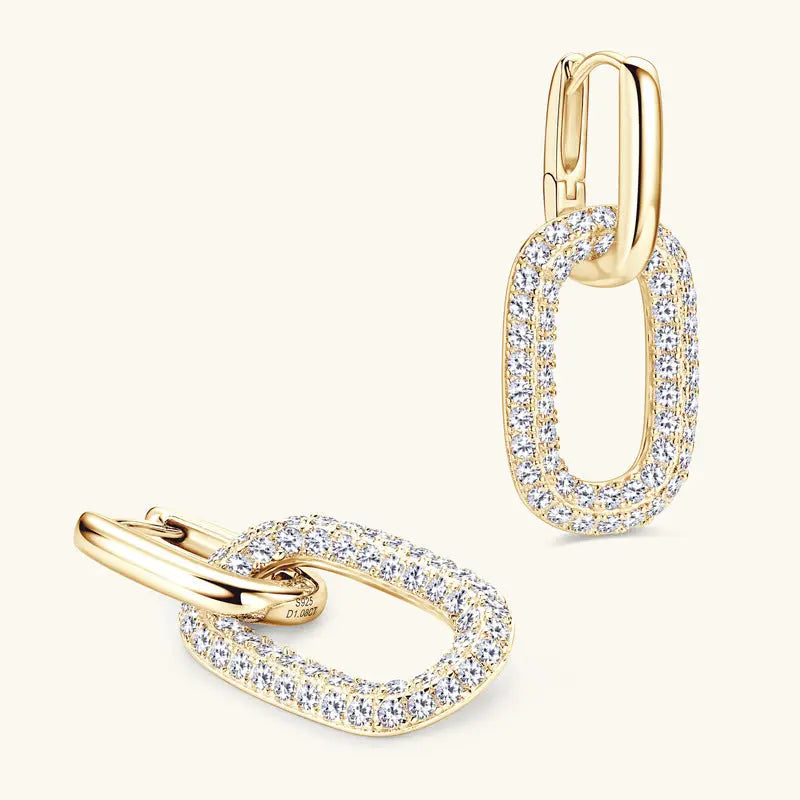 Silver earrings with 2.16 carat moissanite gemstones in 925 sterling silver, elegant and sparkling jewelry from harry'zBOUTIQUE.