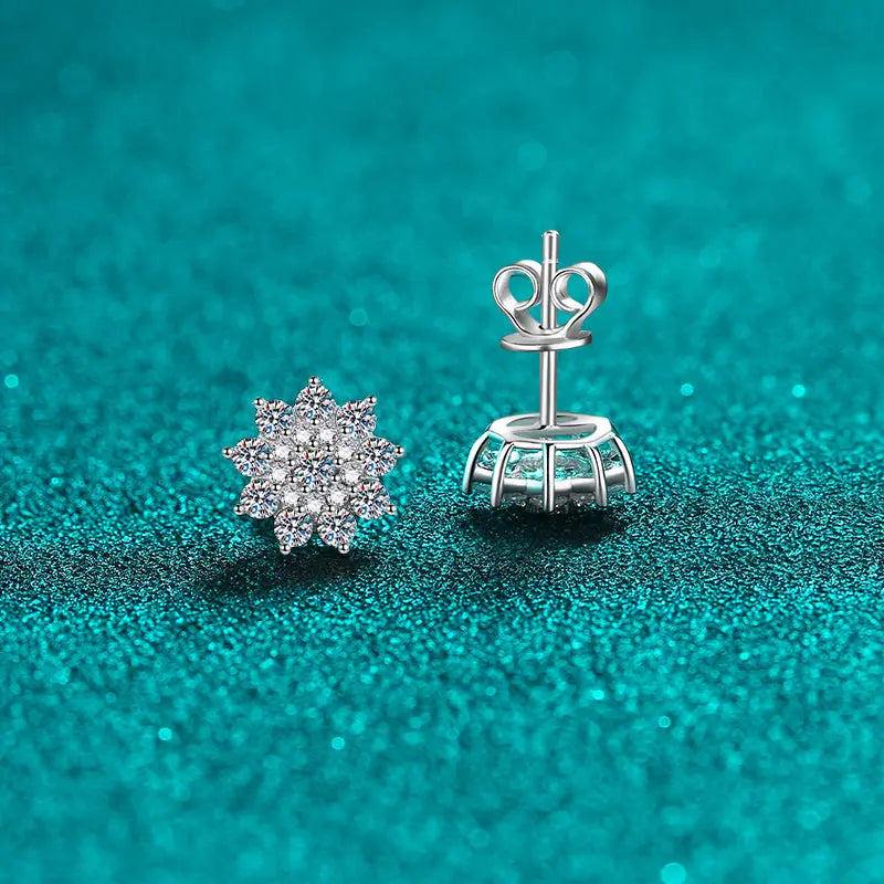 Sterling silver moissanite earrings with zircon stud design, elegant jewelry by harry'zBOUTIQUE.