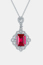 925 Sterling Silver Ruby Necklace with an elegant pendant design, showcasing a vibrant red ruby gemstone.