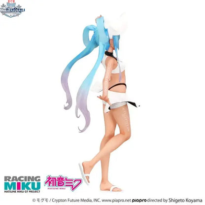Hatsune Miku Racing Figure 2024 GT Project Trio-Try-iT Summer Holiday Ver from Hawk Collectibles, anime figure on a display stand.