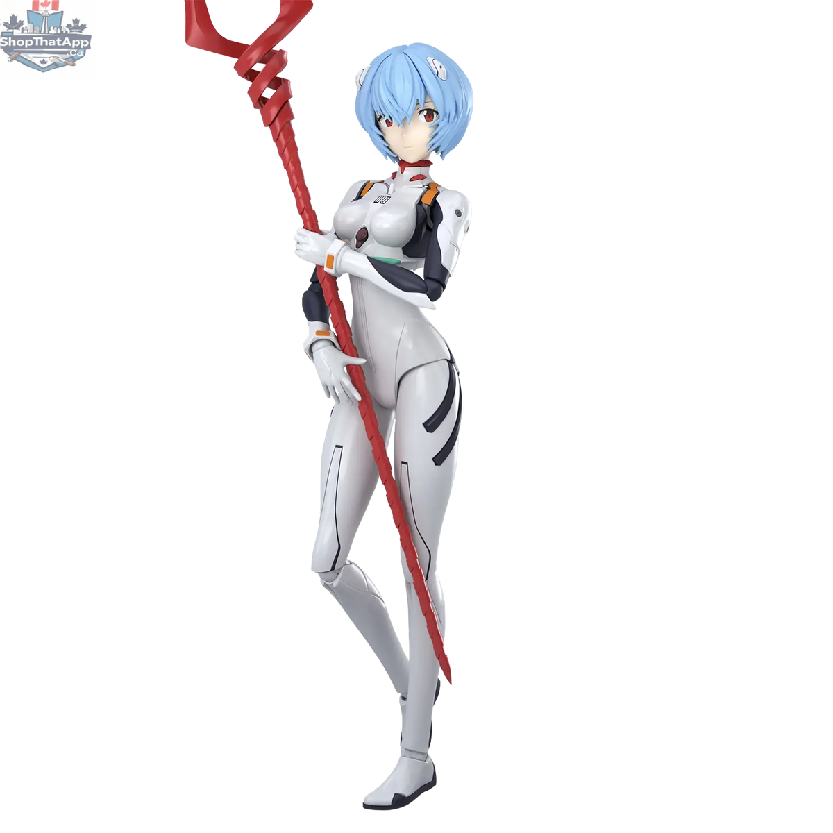 30MP Rei Ayanami figure model kit in plug suit by Hawk Collectibles, detailed character pose and vibrant colors