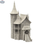 Fantasy medieval mansion terrain piece from Hawk Collectibles' Hamlet of Misty Hollow for wargaming, detailed castle-like structure.