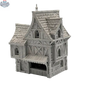 Hawk Collectibles medieval fantasy wargaming terrain model of The Merchant's House in Misty Hollow, detailed miniature for tabletop games