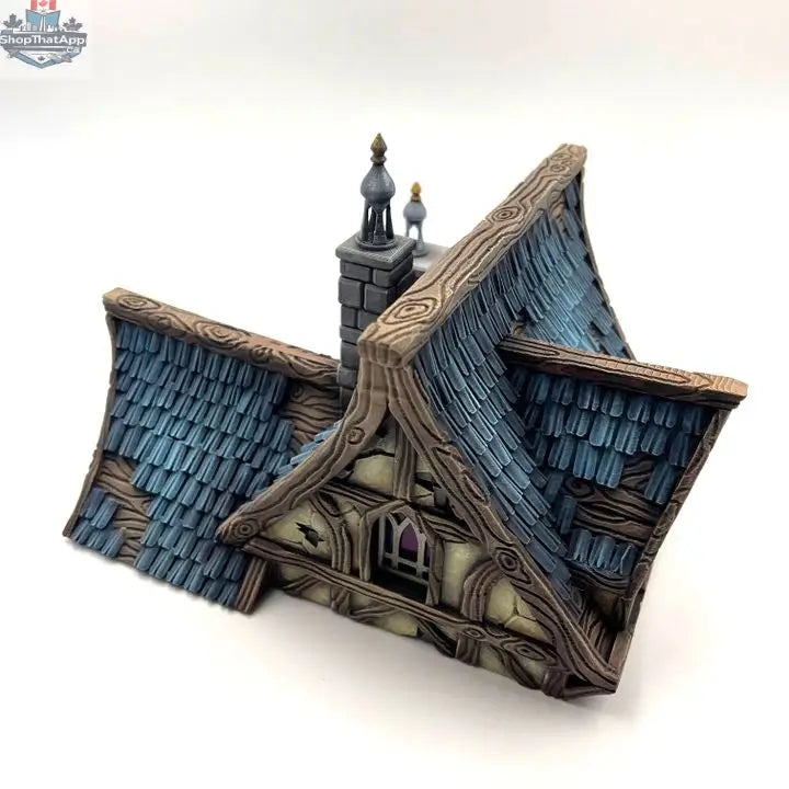 Hawk Collectibles medieval fantasy wargaming terrain model of The Merchant's House in Misty Hollow hamlet, detailed miniature scenery