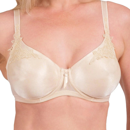 Hazel Textile lace full-coverage underwire bra with intricate floral design and supportive fit, shown on a neutral background.