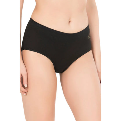Set of three women’s high-waist modal cotton panties by Hazel Textile, in neutral colors, laid flat to showcase soft fabric and fit.