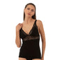 Women's lace trim camisole by Hazel Textile featuring a cotton modal fabric, V-neck, and wide straps.