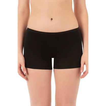 Three pairs of women's cotton boxer briefs from Hazel Textile, featuring comfortable fit and soft fabric, displayed on a neutral background.