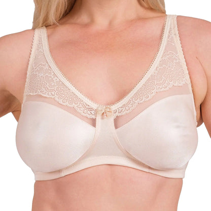 Wireless lace bra by Hazel Textile featuring full coverage, soft lace fabric, and a comfortable fit for everyday wear.