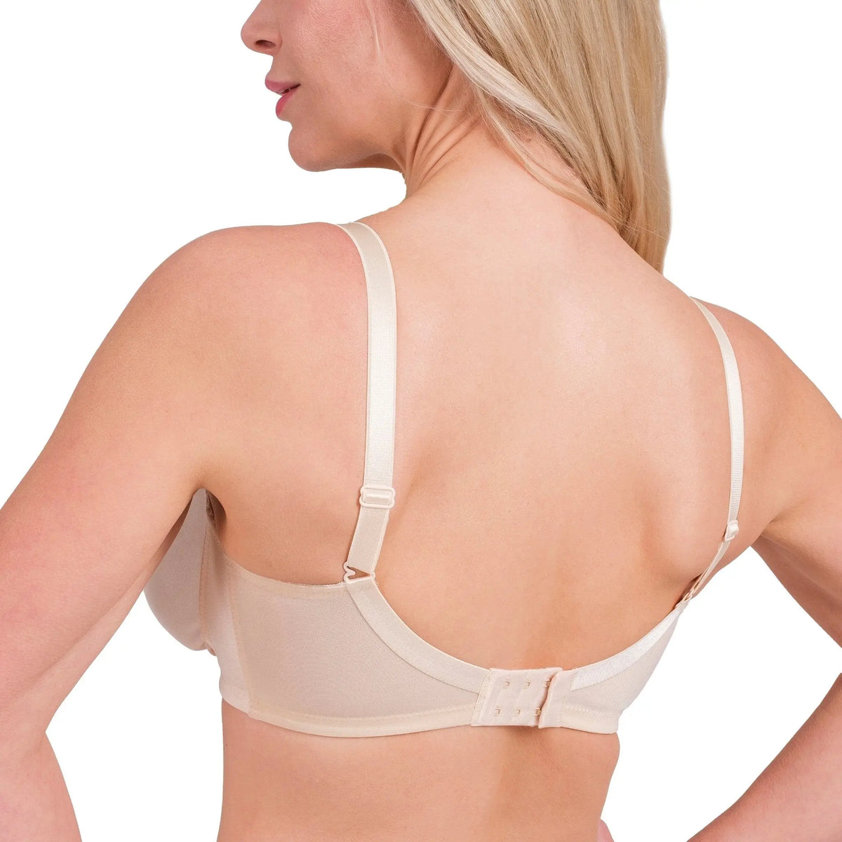 Wireless lace bra by Hazel Textile offering full coverage and ultimate comfort, shown in a close-up of the delicate lace design.