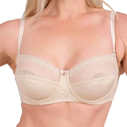 Women's lace underwire bra by Hazel Textile featuring full coverage, intricate lace design, and supportive fit for everyday comfort.