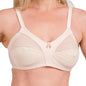 Full-coverage wireless lace bra by Hazel Textile, featuring intricate lace design and comfortable fit, shown in a close-up image.