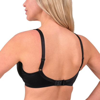 Full coverage lace-trim underwire bra from Hazel Textile with detailed lace accents and smooth cups for comfortable support.
