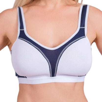 Hazel Textile high-impact sports bra with breathable mesh panels, supportive fit, and moisture-wicking fabric for active workouts.