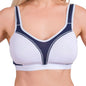 Hazel Textile high-impact sports bra with breathable mesh panels, supportive fit, and moisture-wicking fabric for active workouts.