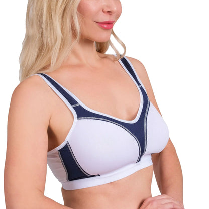 Hazel Textile high-impact sports bra with breathable mesh fabric and supportive design, shown on a plain background.