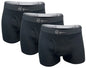 Three pairs of Hiqua Apparel boxer trunks in a 3-inch multi-color set, displayed laid flat with vibrant patterns.