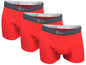 Set of three Hiqua Apparel men's boxer trunks in vibrant multi-color 3-inch waistband style, displayed flat on white background.