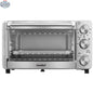 Home Essentials Outlet COMFEE stainless steel countertop toaster oven with digital controls and spacious interior for baking and toasting.