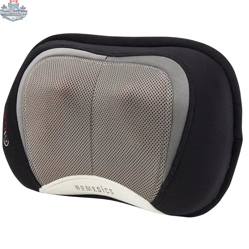 Homedics 3D Shiatsu Massager SP-104HA-CA with heat, shown as a compact massage pillow in a blemished package.