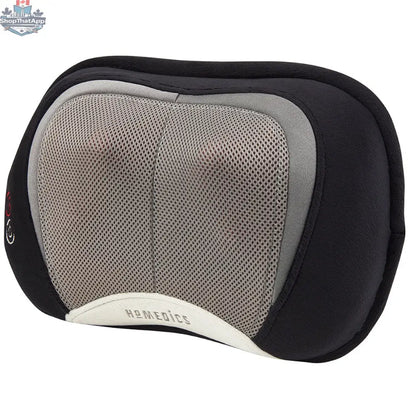 Homedics 3D Shiatsu Massager SP-104HA-CA with heat, shown as a compact massage pillow in a blemished package.