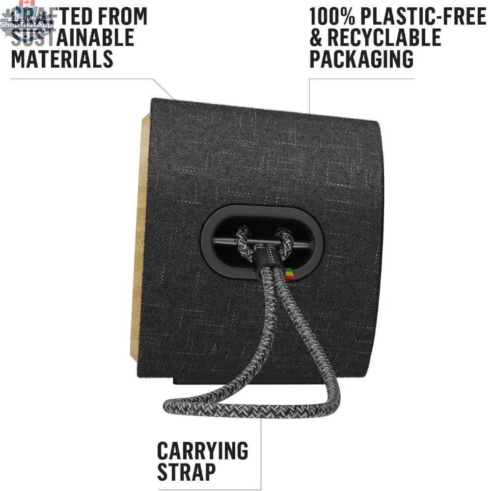 House of Marley Get Together Mini 2 portable Bluetooth speaker in black, showing the compact design and textured speaker grille.