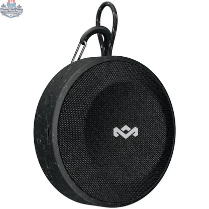 House of Marley No Bounds portable Bluetooth speaker with black finish, showcasing its rugged design and control buttons.
