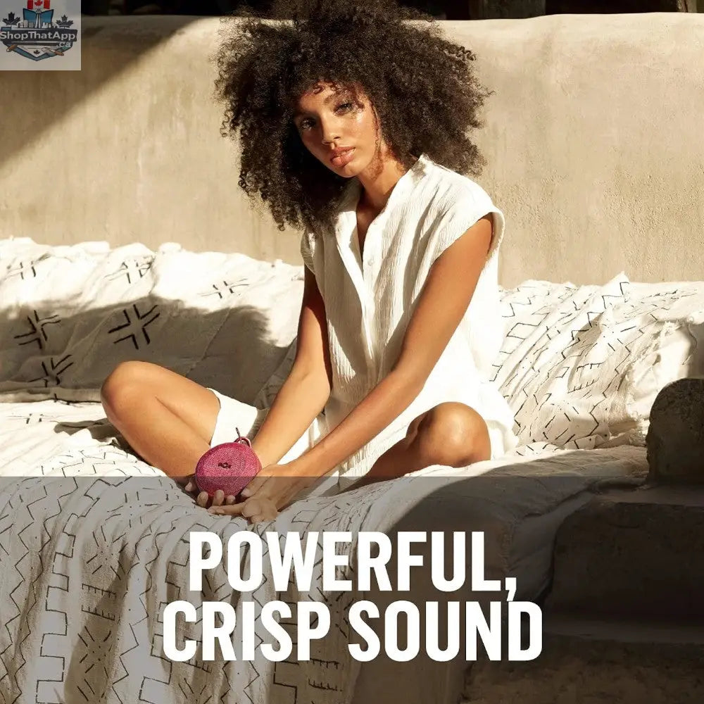 House of Marley No Bounds portable Bluetooth speaker with black finish, shown with its natural textured design and compact size.