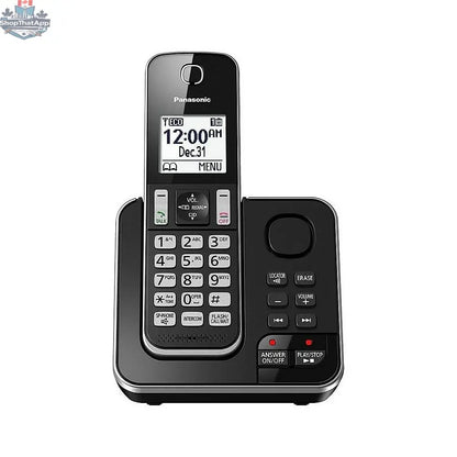 Refurbished Panasonic 1-handset phone with answering machine and digital display, part of Home Essentials Outlet electronics lineup.
