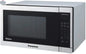 Refurbished Panasonic 1.3 cu ft stainless steel microwave oven with digital display and turntable, model NN-SC678S.