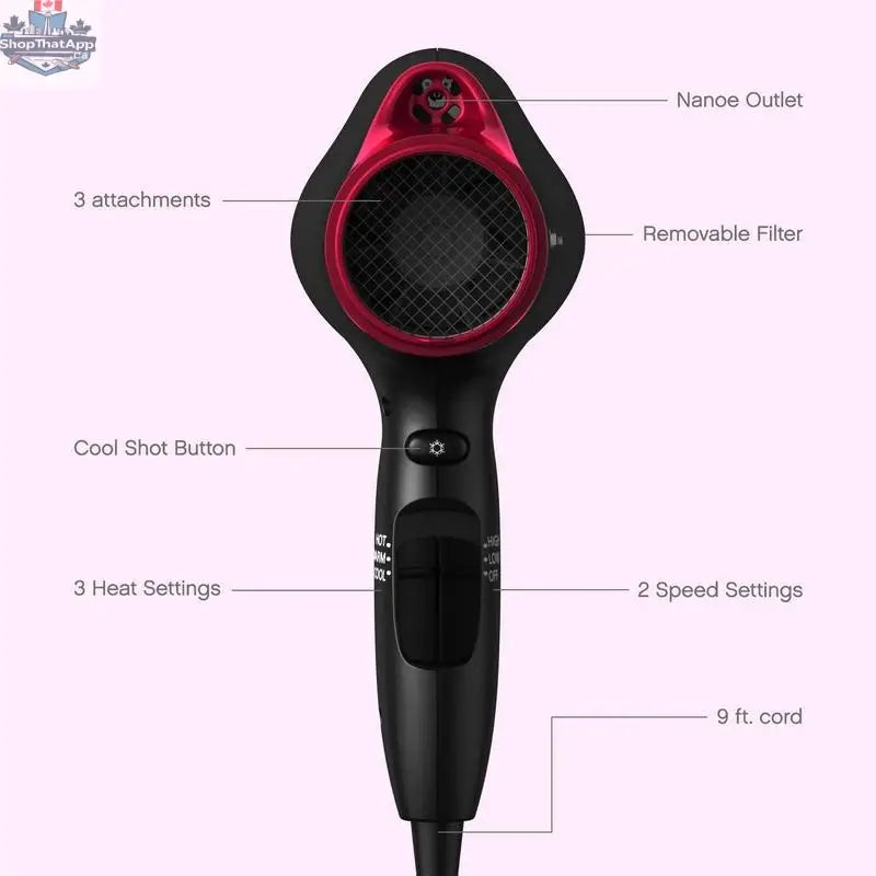 Refurbished Panasonic Nanoe hair dryer in black, professional model with ergonomic handle and multiple heat settings.