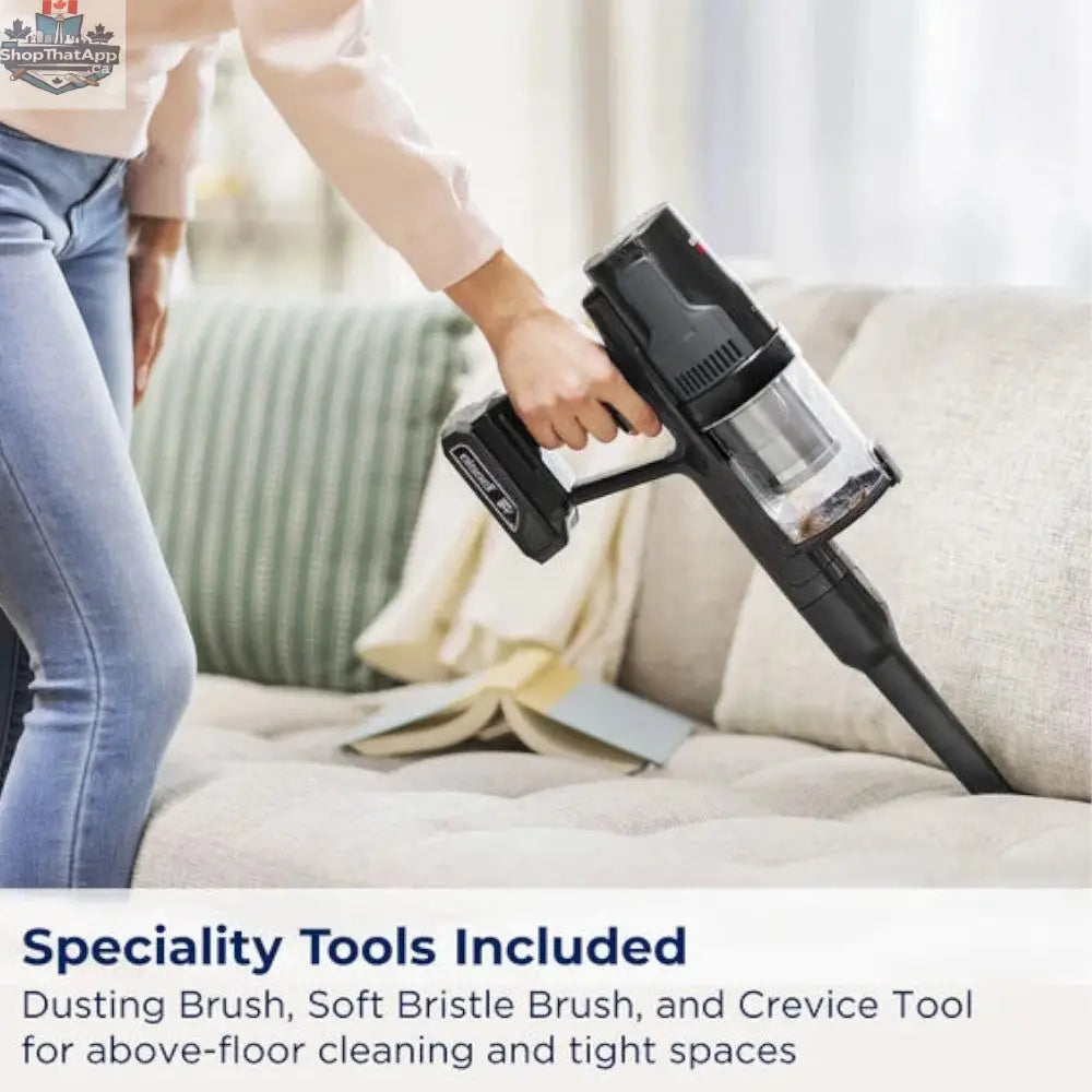 BISSELL PowerClean XR cordless stick vacuum cleaner with 200W motor, sleek design, and lightweight build for easy cleaning.