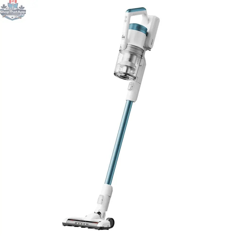 Cordless Eureka NEC280TL vacuum cleaner with detachable handheld and multi-surface cleaning capabilities, shown in a modern home setting.