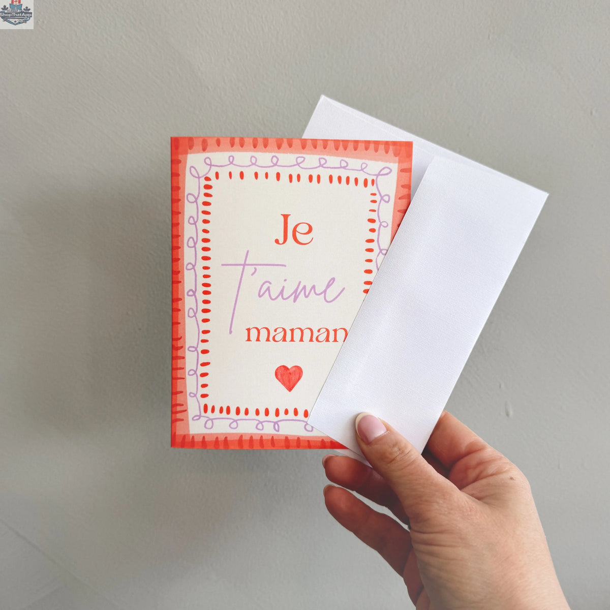 Heartfelt "Je t'aime Maman" greeting card by HoraceJewelry featuring elegant design for expressing love to Mom.