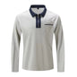 2024 Autumn men's long sleeve zipper polo shirt with stylish design, featuring a front zipper and trendy fall fashion details.