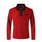 Men's 2024 autumn zipper polo shirt, long sleeve fashion in trendy design with zipper detail, stylish fall men's apparel.